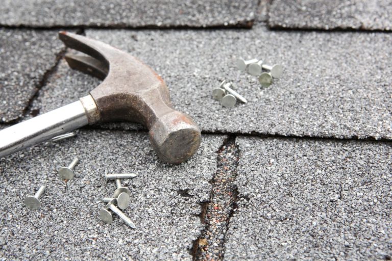 Roof repair, materials on a roof, North Oaks
